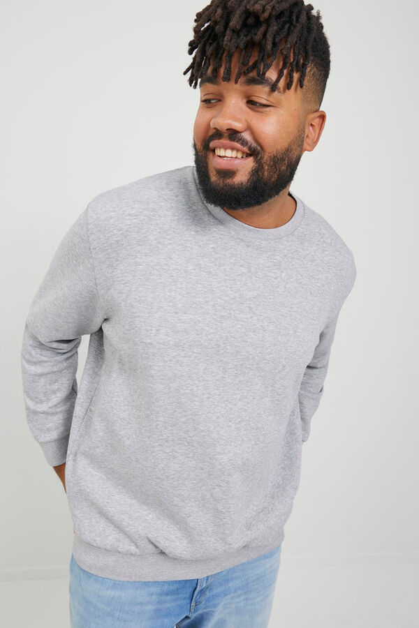 Jack & Jones PLUS Moletom Plus Sweatshirt regular fit cinzento
