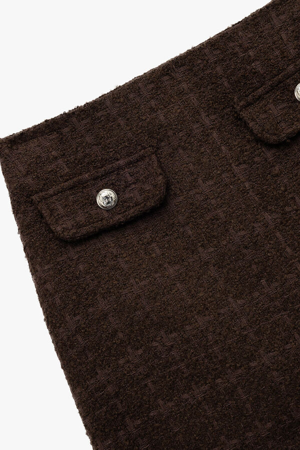 Koton Minifalda de tweed marr&oacute;n