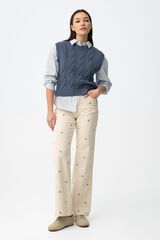 Tiffosi Pantalones vaqueros bordados beige