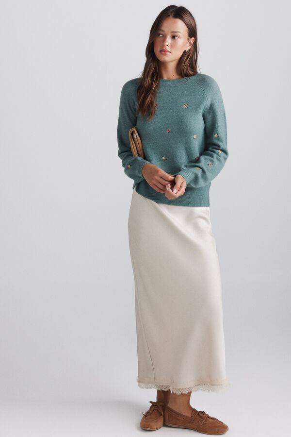 Springfield Floral embroidered jumper green