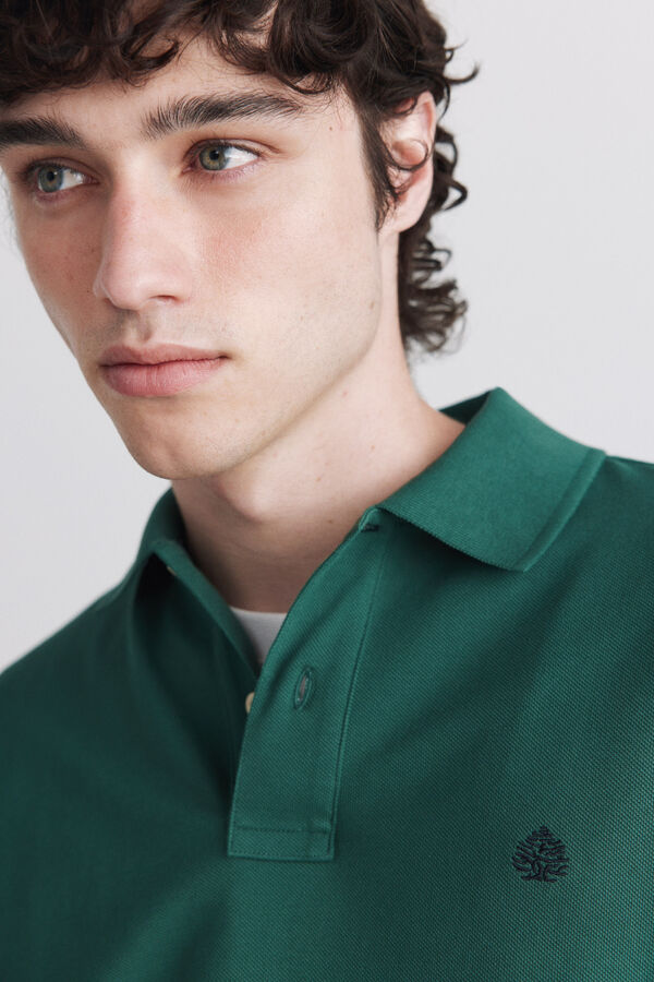 Springfield Piqu&eacute; basic regular fit polo shirt green