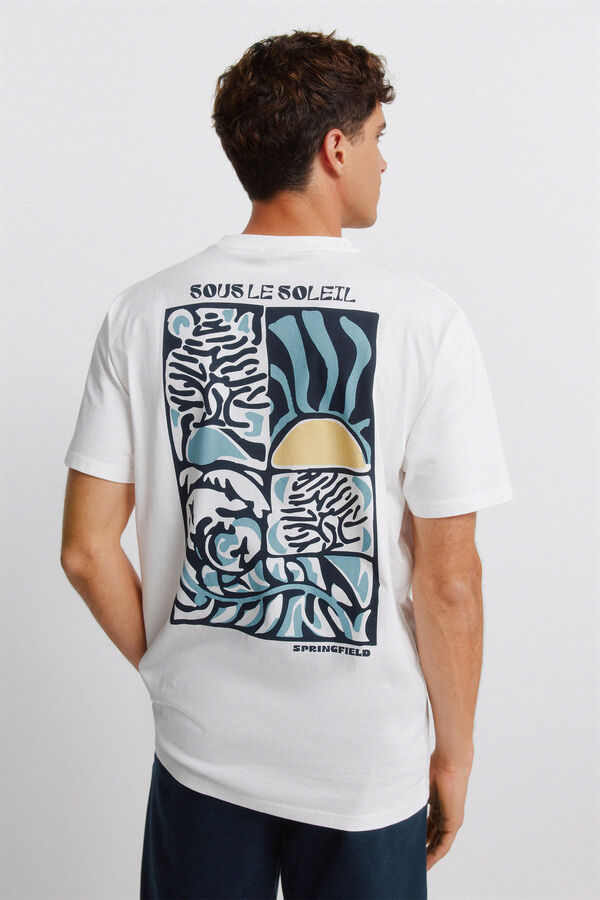 Springfield Springfield logo collage T-shirt beige