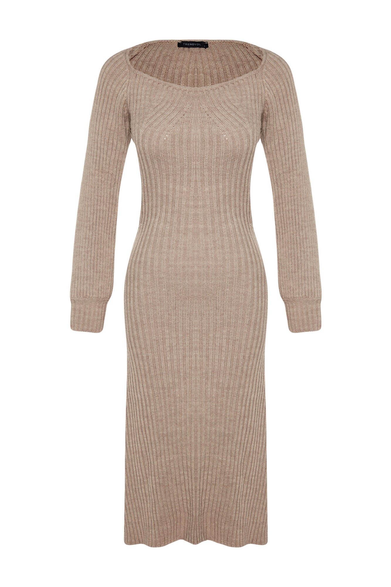Trendyol Vestido midi justo manga comprida
