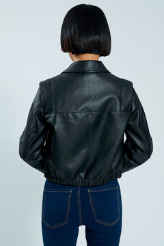Springfield Faux Leather Jacket schwarz