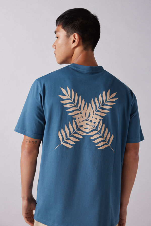 Springfield Leaf print T-shirt blue