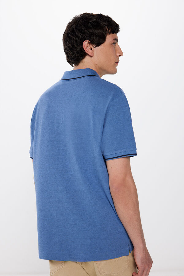 Springfield Two-tone regular fit piqué polo shirt blue