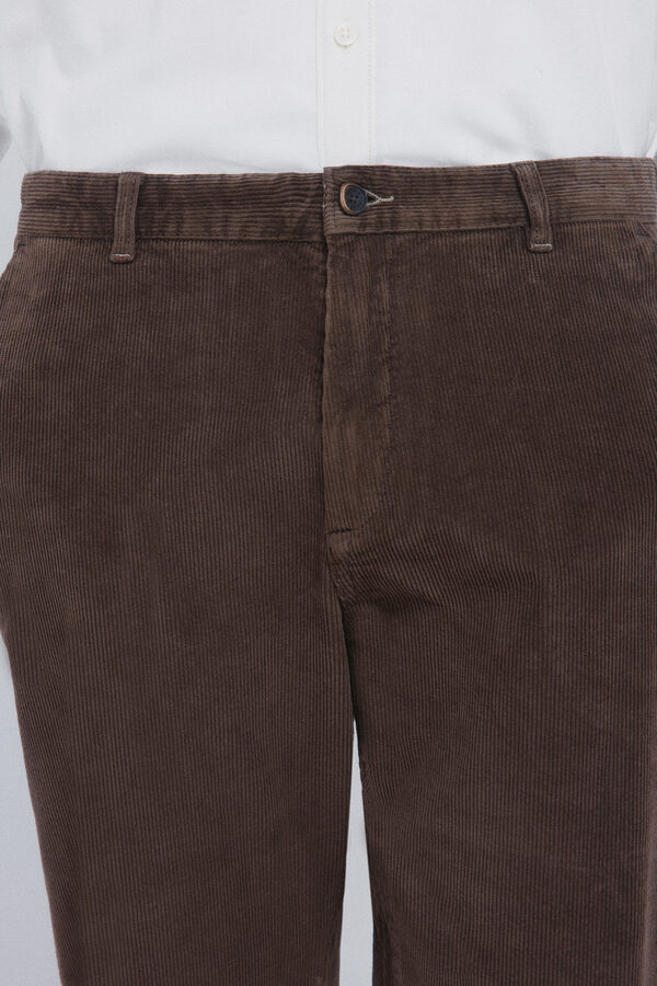 Springfield Pantalón chino pana lavada comfort slim fit estampado
