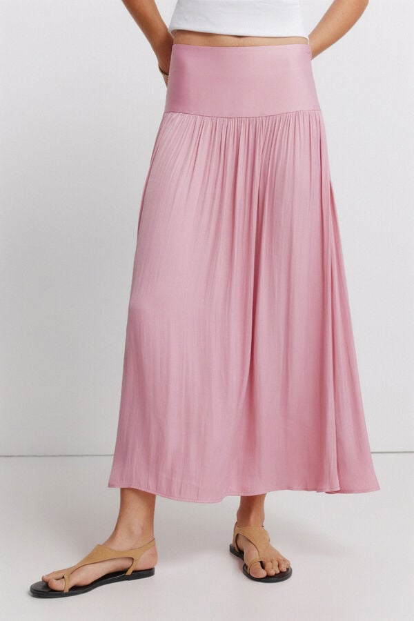 Springfield Pleated midi skirt pink