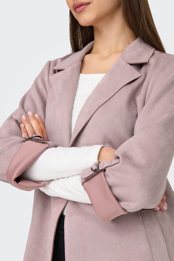 Only Casaco de camur&ccedil;a rosa