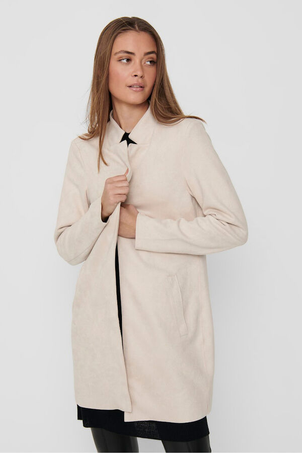 Only Sobretudo de camur&ccedil;a castanho