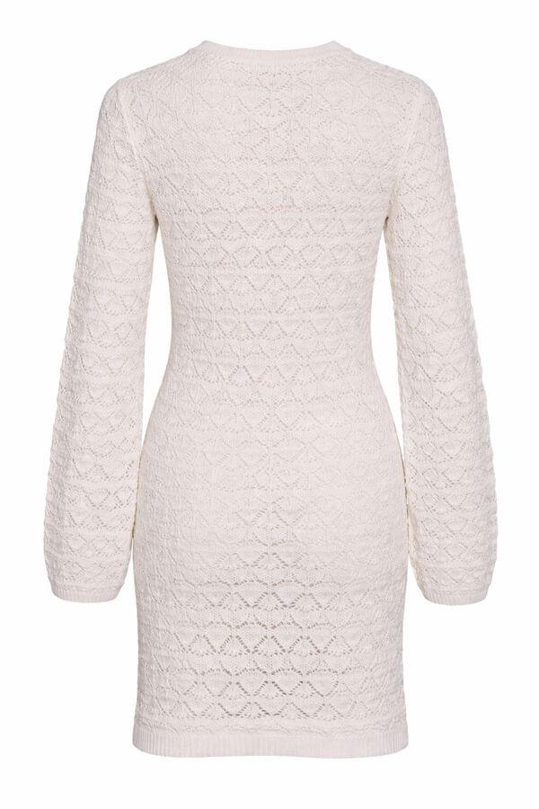 Noisy May Pointelle knit long sleeve dress grey