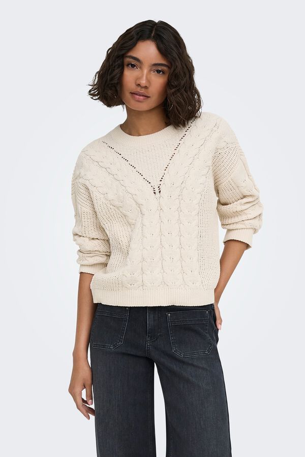 Only Jersey punto trenzado y calado gris