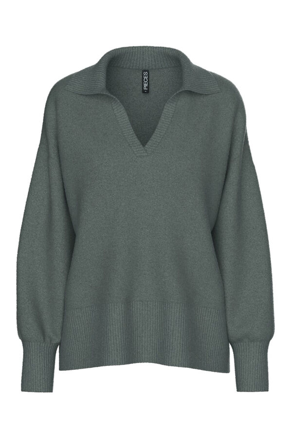 Pieces Jersey estilo polo gris