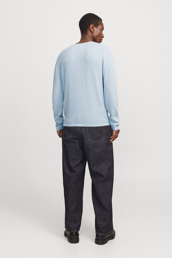 Jack & Jones Jersey-knit long sleeve loose jumper blue