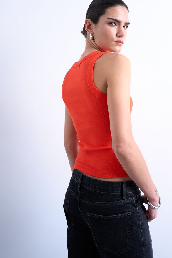 Topshop Top cuello redondo naranja