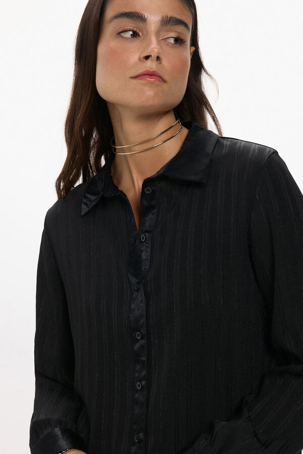 JDY Hemd lange fließende Ärmel Schwarz