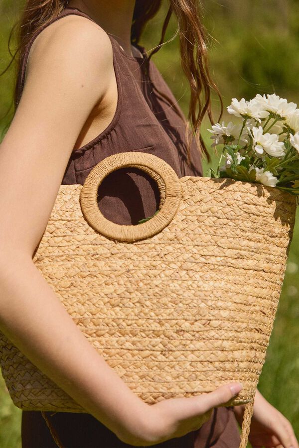 Inside Jute rope basket bag beige