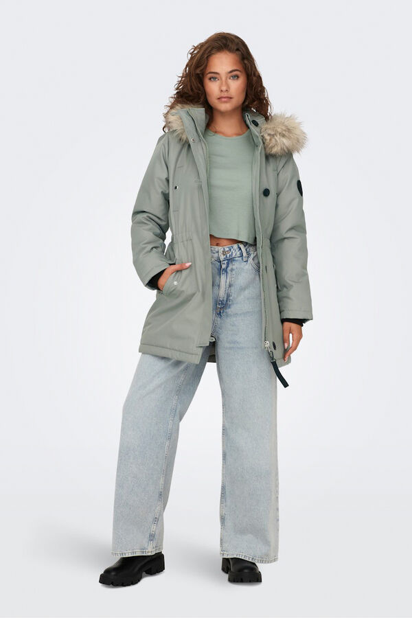 Only Parka with fur hood grey