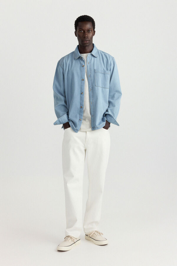 Springfield Surchemise en jean coupe overshirt bleu