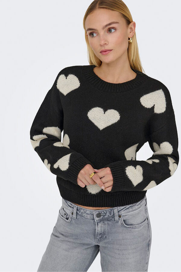Only Jersey estampado corazones negro