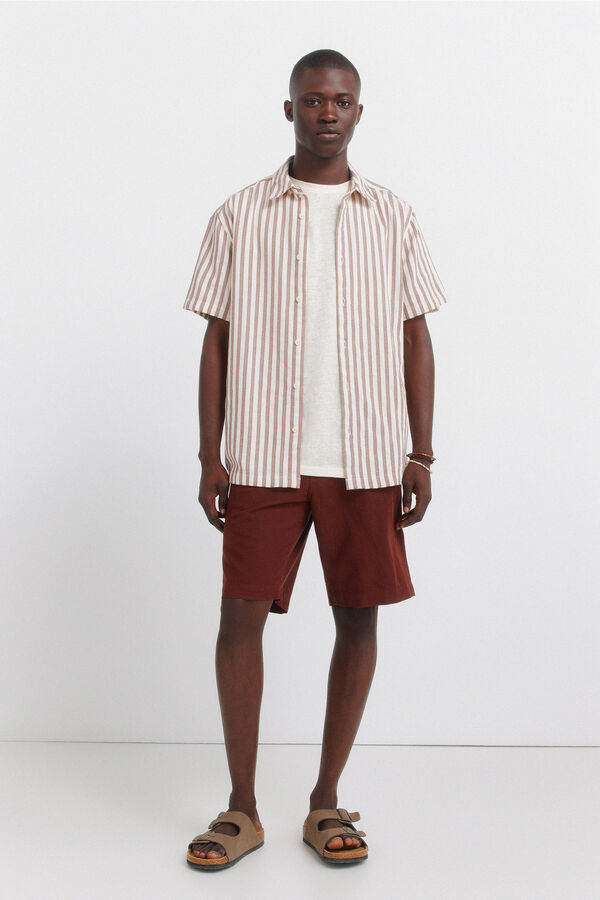 Springfield Striped rustic short sleeve shirt red