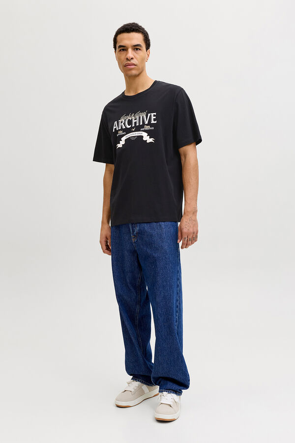 Jack & Jones Gro&szlig;es Logo-T-Shirt Schwarz