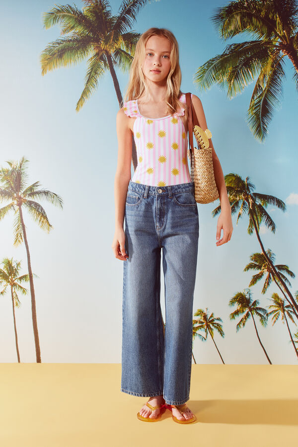 Springfield Kids Kupaći kostim za devojčice sa dezenom sunca Roze