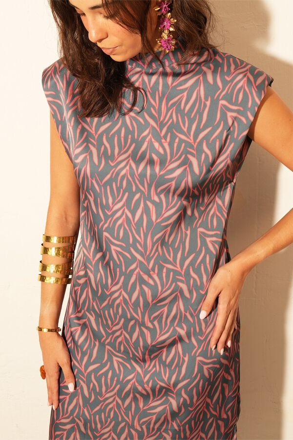 Cul Sac Midi dress with shoulder pads blue