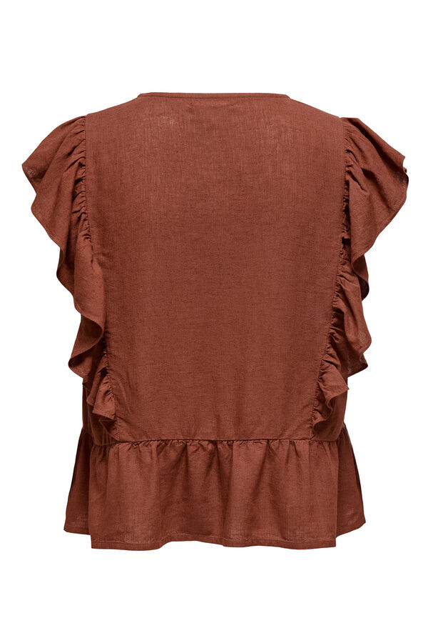 Only Blusa de linho com regular fit vermelho