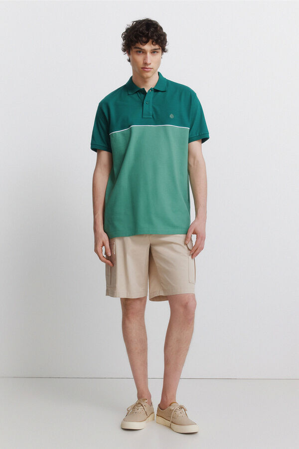 Springfield Colour block sport polo shirt green