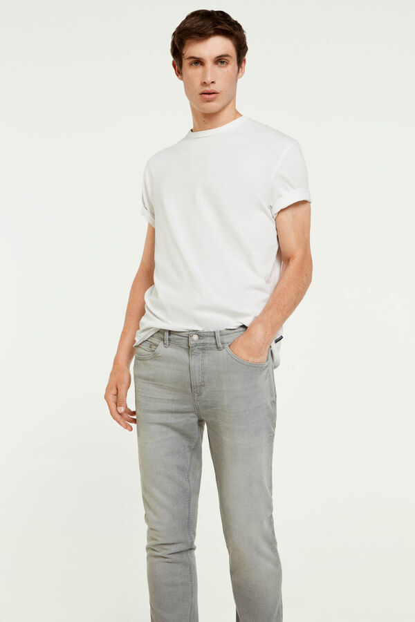 Springfield Jeans Slim Fit Grau mittelstark verwaschen silber