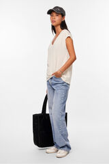 Pieces Lurex V T-shirt white