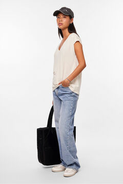 Pieces T-shirt lurex em bico