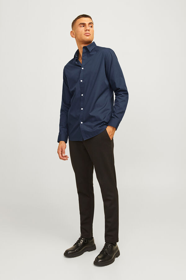 JJ REBEL Schmal geschnittenes, formelles Twill Blau