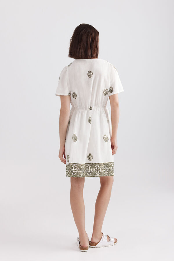 Springfield Border print dress burgundy