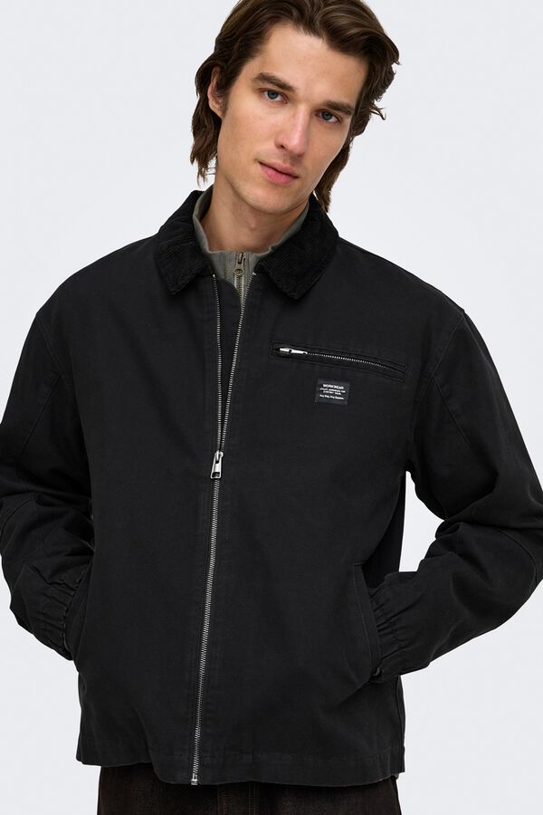Only & Sons Cazadora cuello de pana negro