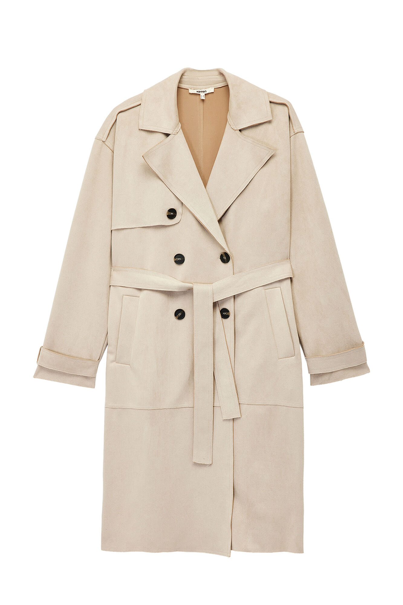 Koton Gabardina con botones y cintur&oacute;n con detalle de bolsillo