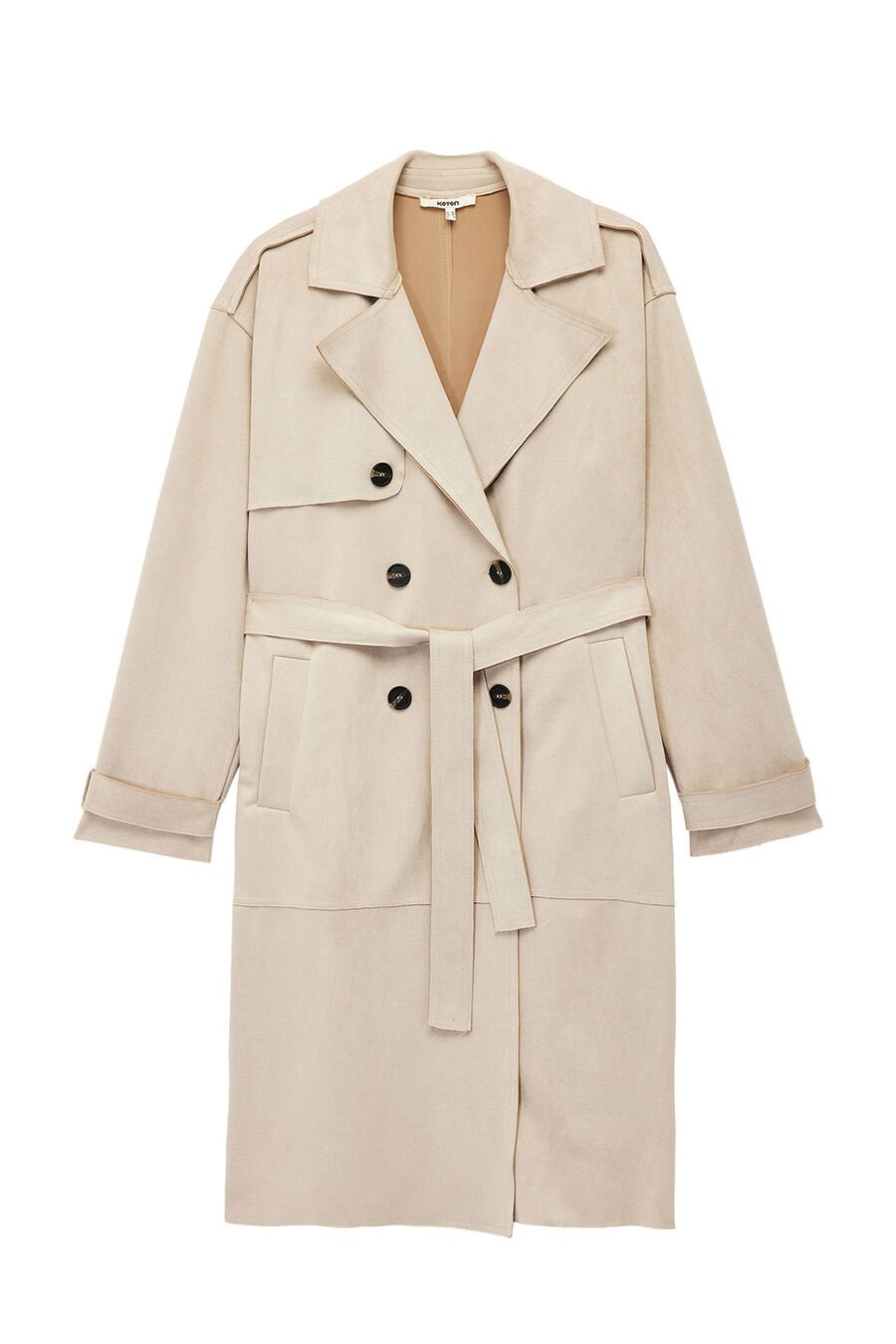 Gabardina con botones y cinturón con detalle de bolsillo