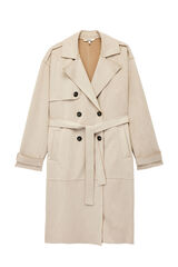 Koton Gabardina con botones y cinturón con detalle de bolsillo gris