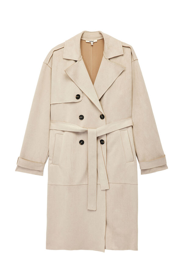 Koton Gabardina con botones y cinturón con detalle de bolsillo gris