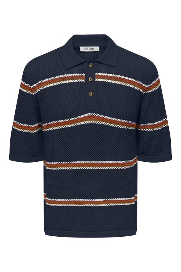 Only & Sons Strick-Poloshirt Blau