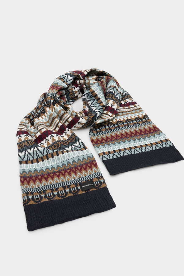 Springfield multicoloured raw jacquard scarf mallow