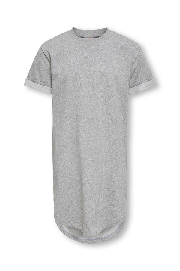 Only Girls Vestido tipo camiseta de manga corta gris