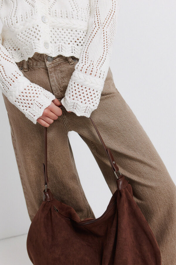 Springfield Cardigan pointelle marron