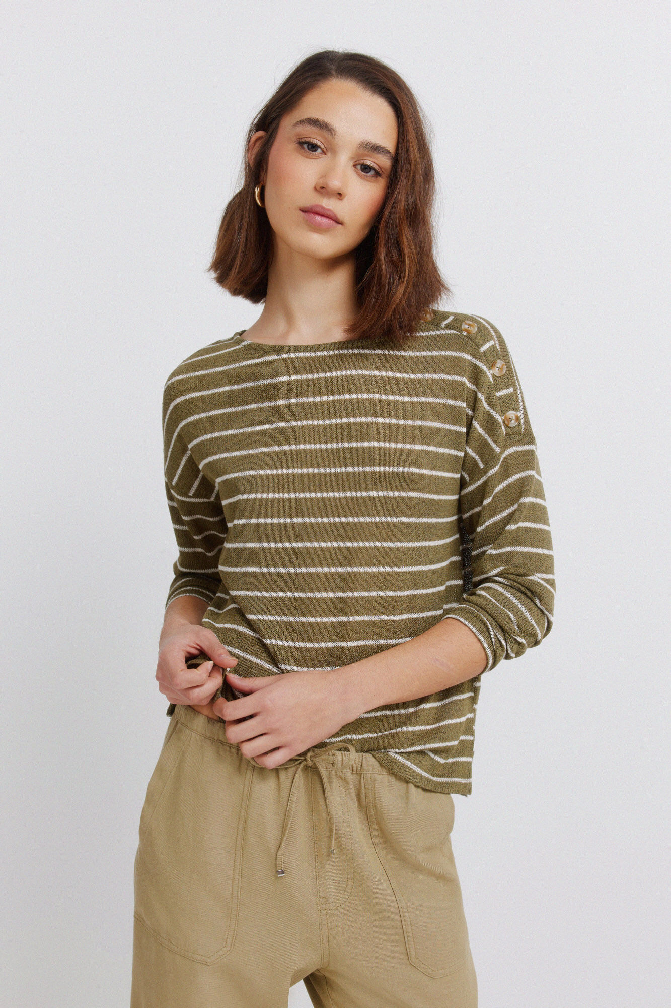 Springfield Striped shoulder buttons T-shirt