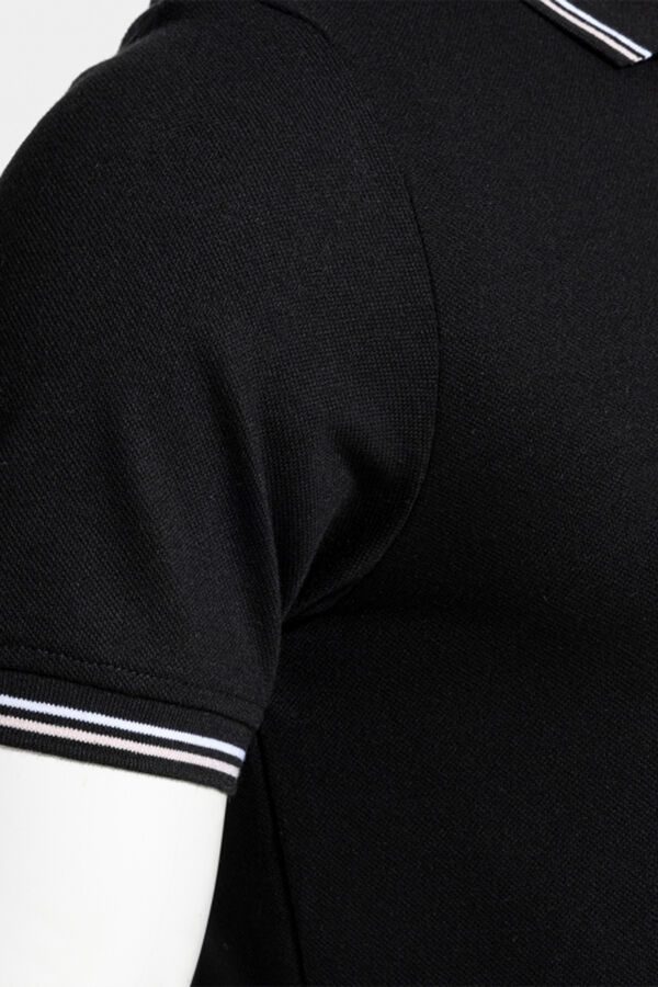 Springfield Pink Black Comfort Classic Black short-sleeved polo shirt crna