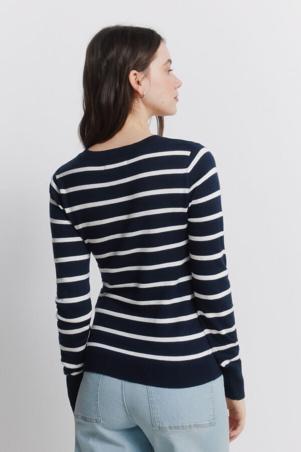 Springfield Fine jumper, button cuffs blue