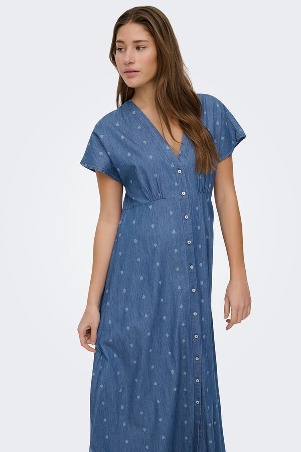 Only Vestido largo abotonado azul