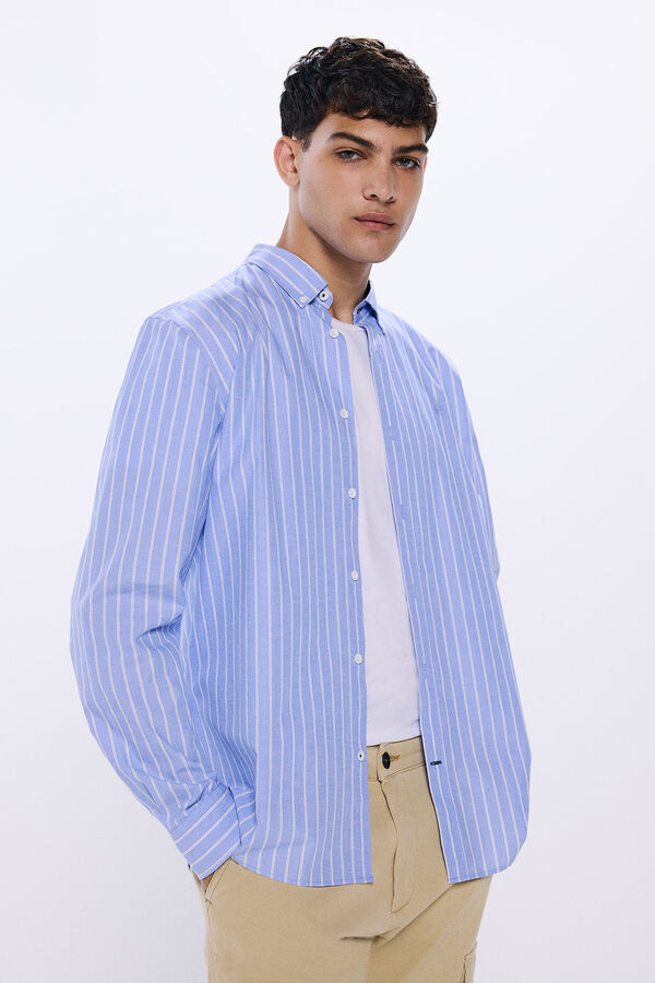 Springfield striped poplin shirt blue