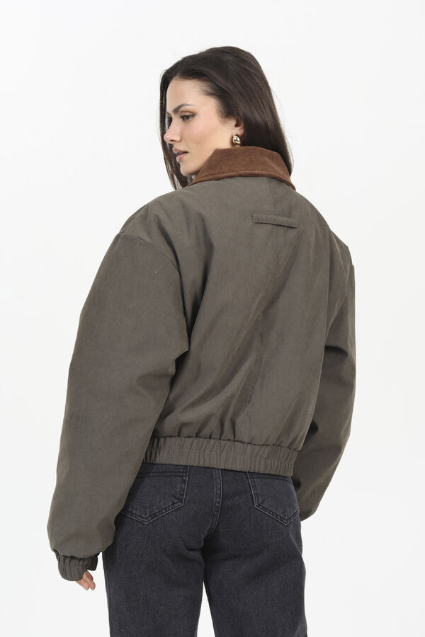 Brave Soul Jaqueta bomber com gola de veludo estampado